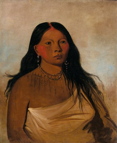 Káh-kée-tsee, Muslos, una mujer de Wichita de George Catlin