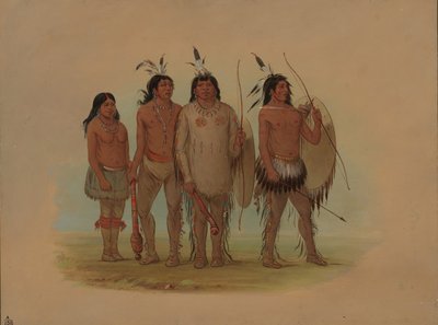 Jefe Kiowa, su esposa y dos guerreros, 1861-1869 de George Catlin