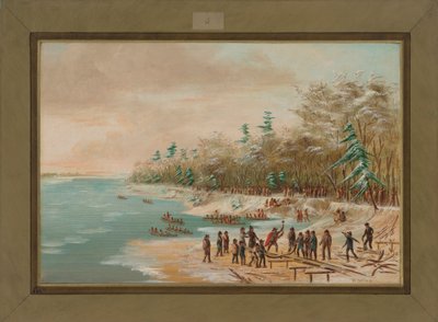 La Salle clavando el primer perno para el Griffin, 26 de enero de 1679, 1847-48 de George Catlin