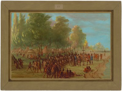 La Salle erigiendo una cruz y tomando posesión de la tierra. 25 de marzo de 1682 de George Catlin