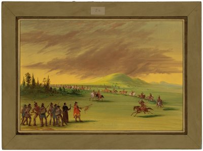 La Salle se Encuentra con un Grupo de Guerra de Indios Cenis en una Pradera de Texas. 25 de Abril de 1686 de George Catlin