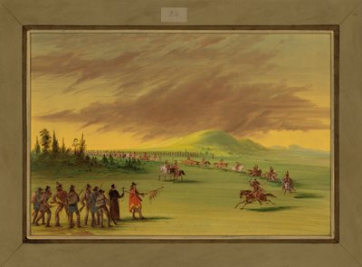 La Salle se encuentra con un grupo de guerra de indios Cenis en una pradera de Texas, 25 de abril de 1686 de George Catlin