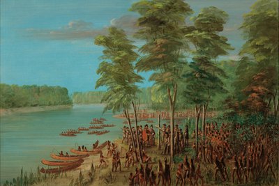 La Salle tomando posesión de la tierra en la desembocadura del Arkansas. 10 de marzo de 1682 de George Catlin