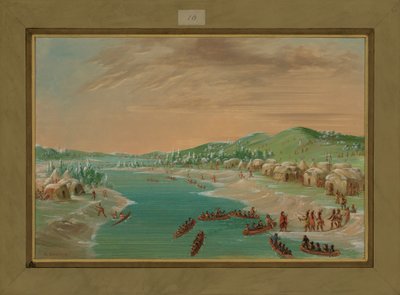 La Salle y su grupo llegan al pueblo de los Illinois, 1 de enero de 1680, 1847-48 de George Catlin
