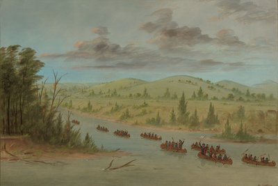 El Grupo de La Salle Entrando al Misisipi en Canoas. 6 de Febrero de 1682, 1847-1848 de George Catlin