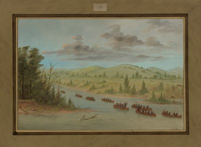 El grupo de La Salle entrando en el Misisipi en canoas, 6 de febrero de 1682 de George Catlin