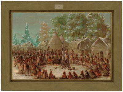 La Fiesta del Grupo de La Salle en el Pueblo de Illinois. 2 de Enero de 1680 de George Catlin