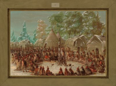 La fiesta del grupo de La Salle en el pueblo de Illinois, 2 de enero de 1680, 1847-1848 de George Catlin