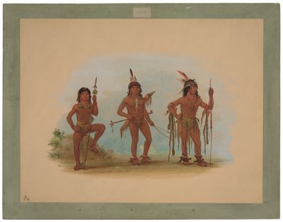 Hombre Medicina Lengua con Dos Guerreros de George Catlin