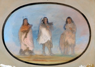 Pequeño Oso, Viento Empinado, El Perro, Tres Guerreros Distinguidos de la Tribu Sioux, ca. 1865-1871 de George Catlin