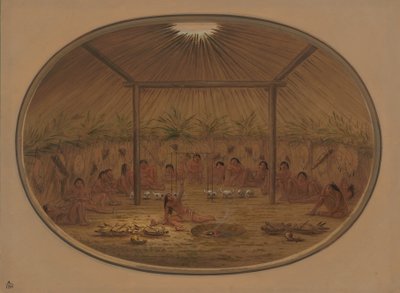 Ceremonia Mandan - El Agua se Hundía, 1861-1869 de George Catlin