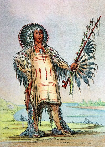 Indio Mandan Ha-Na-Tah-Muah, jefe lobo de George Catlin