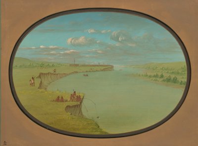 Aldea Mandan - Una vista distante, 1861-1869 de George Catlin