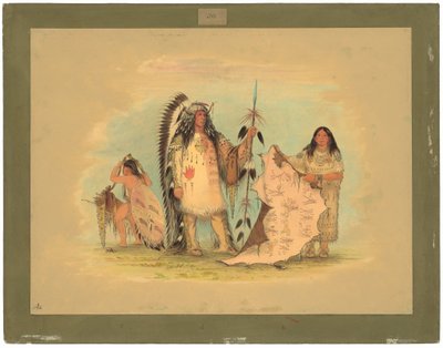 Jefe de Guerra Mandan con su Esposa Favorita de George Catlin