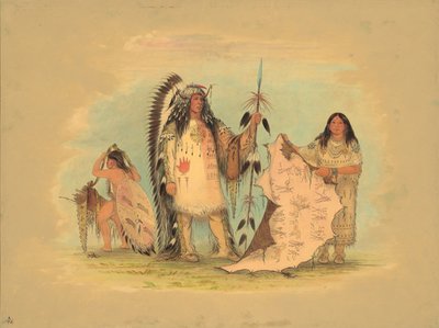 Jefe de guerra Mandan con su esposa favorita, 1861-1869 de George Catlin