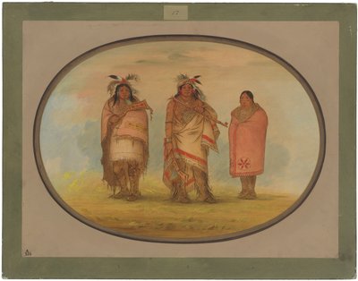 Jefe Menomonie, su esposa y su hijo de George Catlin