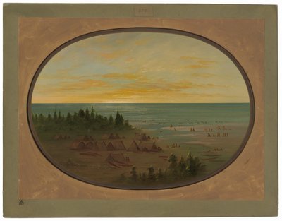 Aldea Nayas - Indios Bañándose de George Catlin