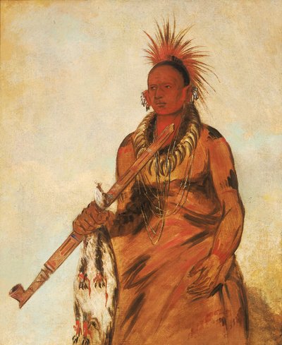 No-o-mún-nee, Camina en la Lluvia, un guerrero, 1832 de George Catlin