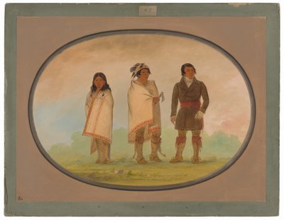 Jefe Oneida, su hermana y un misionero de George Catlin