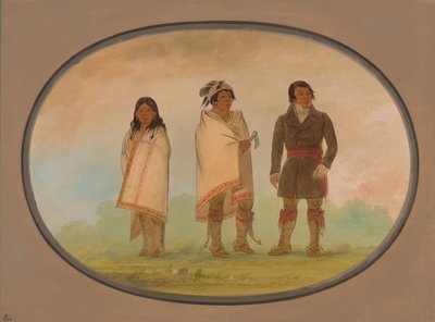 Jefe Oneida, su hermana y un misionero, 1861-1869 de George Catlin