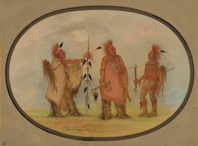 Jefe Osage con dos guerreros, 1861-1869 de George Catlin
