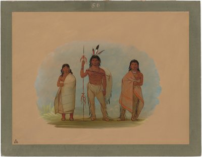 Jefe de Ottawa, su esposa y un guerrero de George Catlin