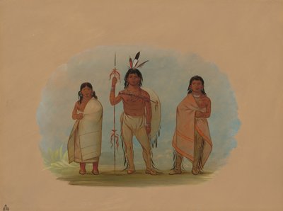 Jefe Ottowa, su esposa y un guerrero, 1861-1869 de George Catlin