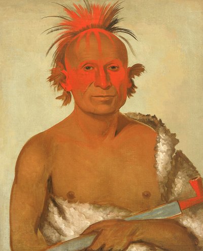 Pash-ee-pa-hó, Pequeño Jefe Apunalador, el Joven, uno de los valientes de Black Hawk de George Catlin