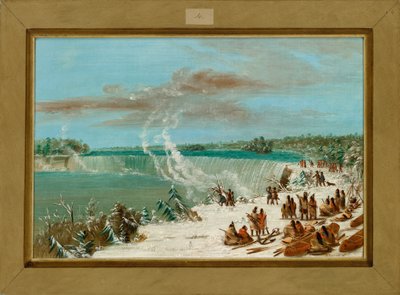 Portaje alrededor de las cataratas del Niágara en Table Rock de George Catlin