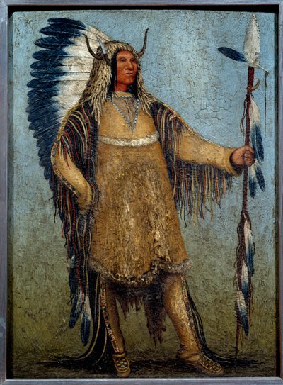 Retrato de cuerpo entero de un jefe indio en traje de fiesta de George Catlin
