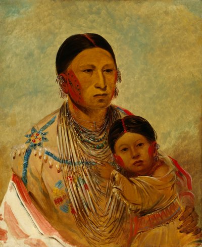 Ru-ton-ye-wee-ma, Paloma Pavoneante, Esposa de White Cloud, 1844 de George Catlin
