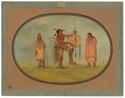 Guerrero Saukie, su esposa y un niño de George Catlin