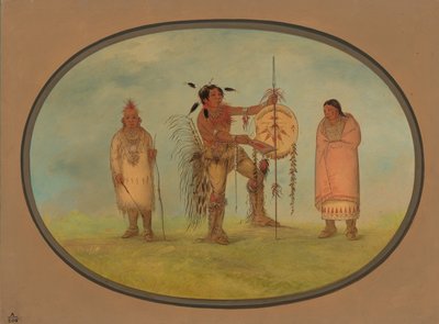 Guerrero Saukie, su esposa y un niño, 1861-1869 de George Catlin
