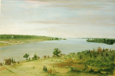 Sault Ste. Marie, Mostrando la Guarnición de los Estados Unidos en la Distancia, 1836-1837 de George Catlin