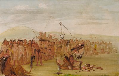 Autotortura en una ceremonia religiosa sioux de George Catlin