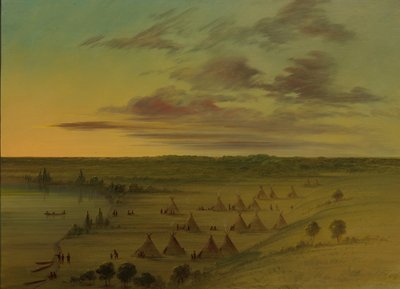 Aldea Sioux - Lac du Cygne de George Catlin