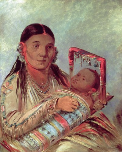 Madre sioux y bebé, c.1830 de George Catlin