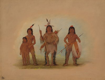 Jefe Spokan, Dos Guerreros y un Niño, 1855-1869 de George Catlin