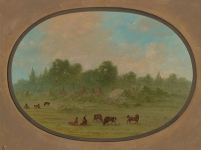 Aldea Tawahquena de George Catlin