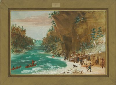 La Expedición Acampada bajo las Cataratas del Niágara el 20 de enero de 1679, 1847-48 de George Catlin