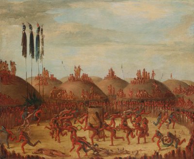 La Última Carrera, Ceremonia Mandan O-kee-pa, 1832 de George Catlin