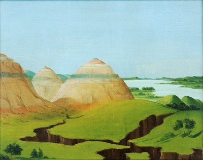 Las Tres Cúpulas, Clay Bluffs a 15 millas por encima del pueblo de Mandan de George Catlin