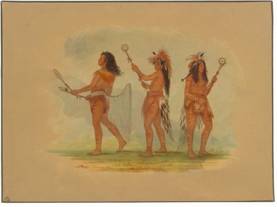Tres jugadores de pelota célebres - Choctaw, Sioux y Ojibbeway de George Catlin