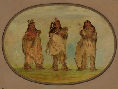Tres guerreros distinguidos de la tribu Sioux de George Catlin