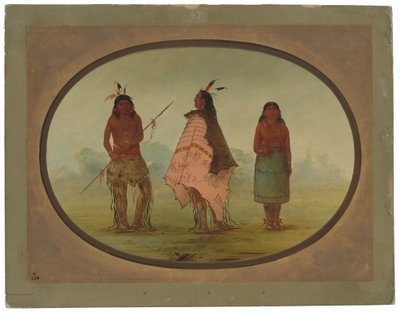 Dos guerreros apache y una mujer de George Catlin