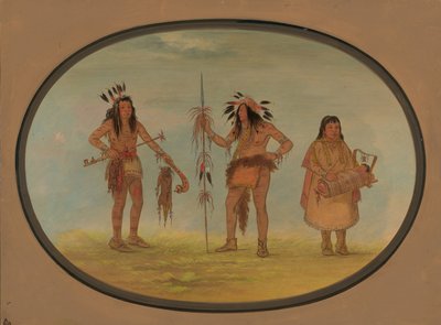Dos Guerreros Ojibbeway y una Mujer, 1861-1869 de George Catlin