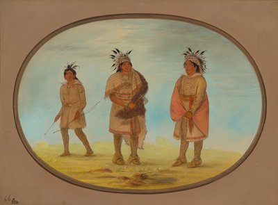 Dos guerreros Weeah y una mujer, 1861-1869 de George Catlin