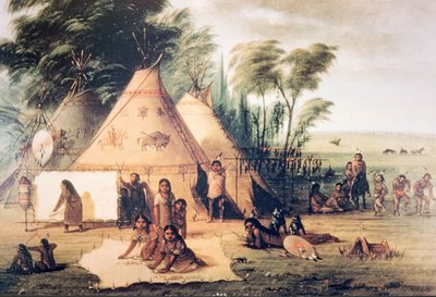 Aldea de la tribu Sioux de América del Norte de George Catlin