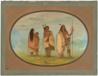 Jefe Weeco, su esposa y un guerrero de George Catlin