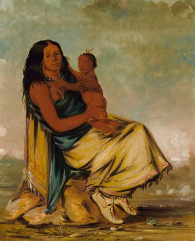 Wáh-chee-te, esposa de Cler-mónt, e hijo de George Catlin